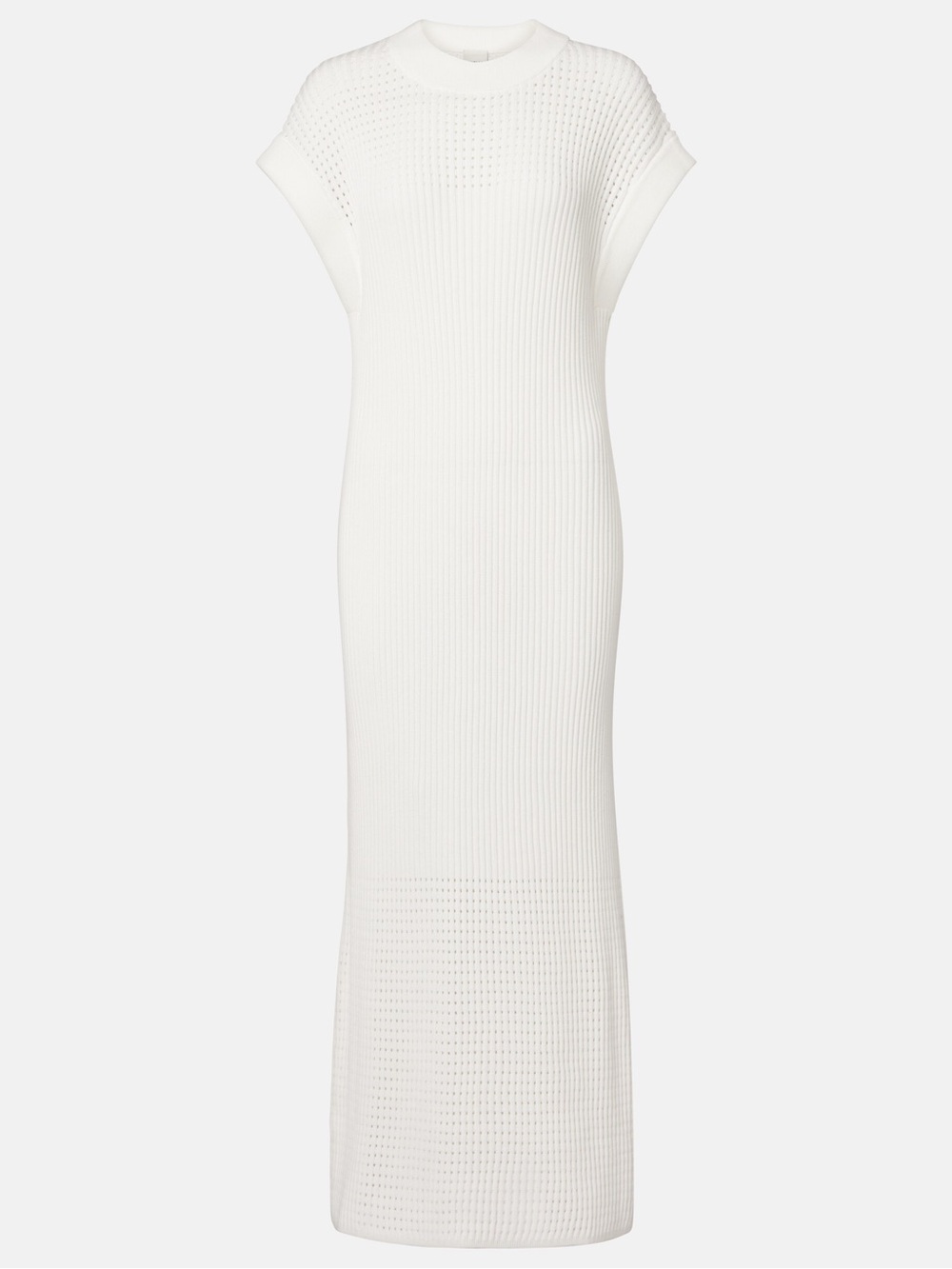 Varley White Ribbed Knit Maxi Dress